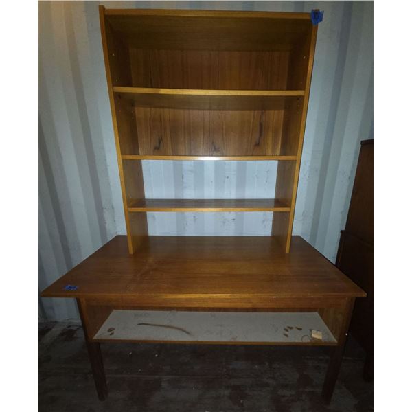 Wooden Desk 29"T 26"W 51"L & Wooden 3 Tier Shelf 44"T 12"W 36"L