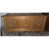 Image 1 : Wooden Carved Storage Chest 23"T 20"W 46"L Brass Handles