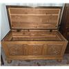 Image 4 : Wooden Carved Storage Chest 23"T 20"W 46"L Brass Handles