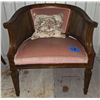 Image 1 : Pink Velvet Solid Wood Framed Side Chair With Floral Accent Chair
