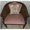 Image 2 : Pink Velvet Solid Wood Framed Side Chair With Floral Accent Chair