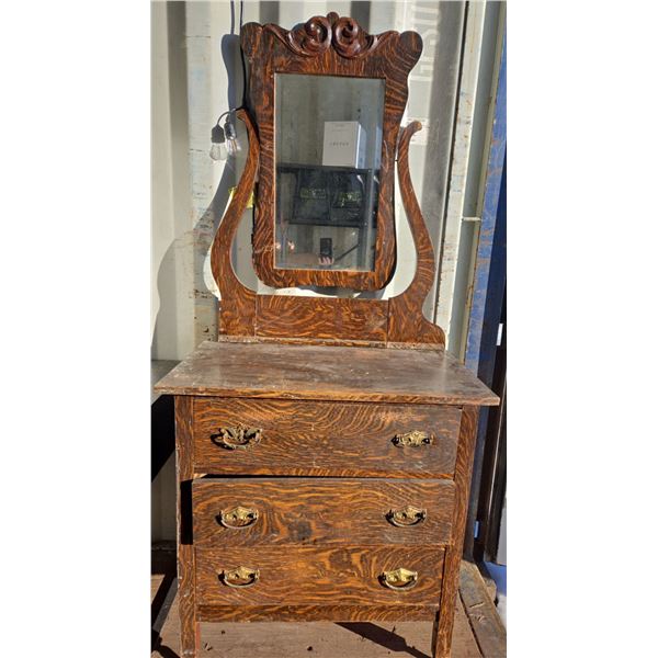 Antique Wooden Vanity (Needs Refinishing) 73"T 18"W 32"L