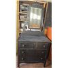 Image 1 : Antique Wooden Vanity Stained Black (Needs Refinishing) 70"T 19"W 32"L