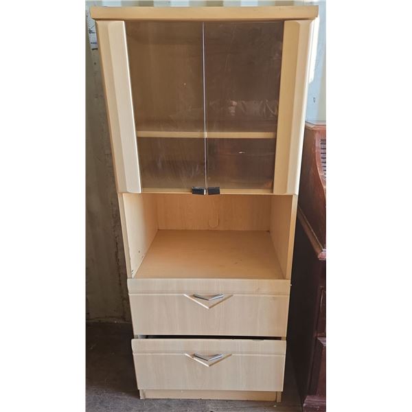 Palliser Electronics Storage Cabinet Glass Doors & 2 Drawers 58"T 20"W 24"L