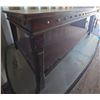 Image 2 : Solid Wood Coffee Table (Needs Refinishing) Brass Studded Side Accents 21"T