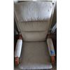 Image 2 : Light Blue Fabric Rocker Wooden Arm Chair (Needs Thorough Cleaning)