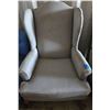 Image 1 : Vintage Light Blue Fabric Wingback Armchair (Needs Thorough Cleaning)