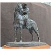 Image 11 : "Anticipation" Rider on Horse By Gina 11"T Solid Metal Figurine on Wooden Base