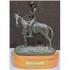 Image 1 : "Anticipation" Rider on Horse By Gina 11"T Solid Metal Figurine on Wooden Base