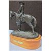 Image 2 : "Anticipation" Rider on Horse By Gina 11"T Solid Metal Figurine on Wooden Base
