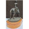 Image 4 : "Anticipation" Rider on Horse By Gina 11"T Solid Metal Figurine on Wooden Base