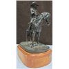 Image 6 : "Anticipation" Rider on Horse By Gina 11"T Solid Metal Figurine on Wooden Base