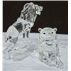 Image 1 : Pair of Swarovski Crystal Lions (One is 5"T W/Broken Tail 