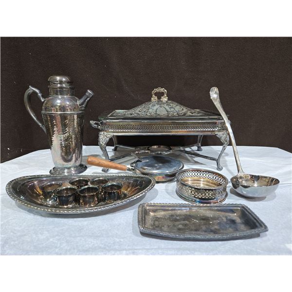 Silver Plated Servingware Bundle Includes Glass Pyrex Dish For Lidded Serving Tray