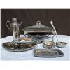 Image 1 : Silver Plated Servingware Bundle Includes Glass Pyrex Dish For Lidded Serving Tray