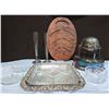 Image 3 : Silver Plated Serving Dish + Crystal Tray Insert, Ashtrays & More