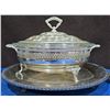 Image 3 : Silver Plated Chafing Dish, Tea Set + Trays