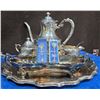 Image 5 : Silver Plated Chafing Dish, Tea Set + Trays