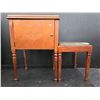 Image 1 : Singer Sewing Machine Cat No.BAJ3-8 Serial #7539185 Sewing Table With Sitting Stool