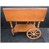 Image 1 : Solid Wood Tea Cart/Trolley 28"T 28"W 35"L W/Sides Out