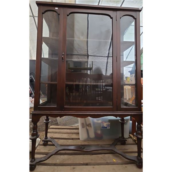 Antique 4 Tier China Cabinet (Door stuck) 60"T 14"W 41"L