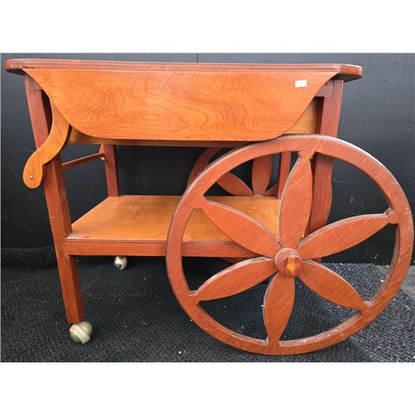 Solid Wood Large Wheeled Tea Cart/Trolley