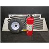 Image 1 : Weather Guard (22"T 1"W 59"L), Unused Trailer Spare Tire 5.70-8 Rim 4.50 + Large Fire Extinguisher