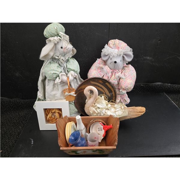 Pair of Handmade Mouse Themed Weighted Door Stoppers, Vintage Decor & More