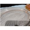 Image 3 : Pink Depression Glass Serving Tray & Iridescent Chalet Art Glass Dish