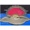 Image 5 : Oriental Fan Themed Cosmetic Mirror, Brass Bowls on Wooden Carved Stands