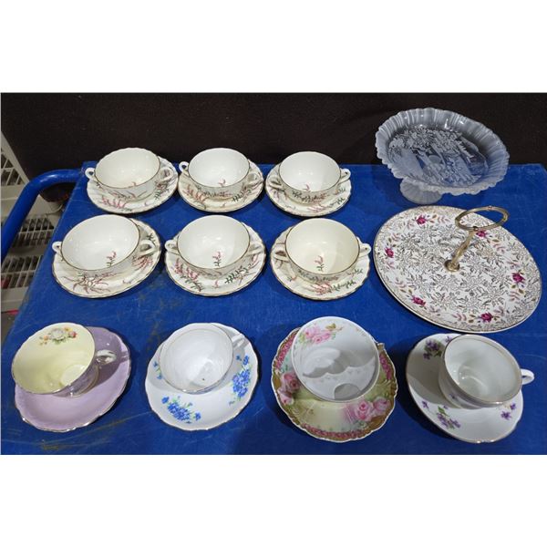 China Teacup Sets, Serving Tray + Pie Plate