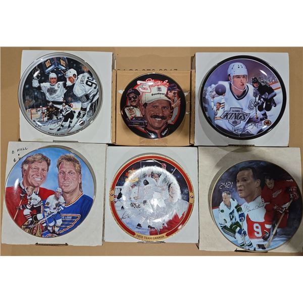 5 Hockey Collectible Plates (2 Wayne Gretzky) + 1 Dale Earnhardt