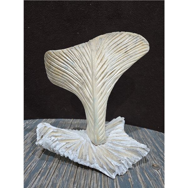 Hand Carved "Whale Tale" Bone Decor Piece Attached to Bone "Waves" Base 10"T
