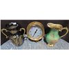 Image 2 : Brass Decor Lot: 2 Vases + Pressure Gage