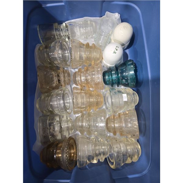 Large Bundle of Vintage Glass/Ceramic Insulators: Dominion, Hemmingray, CPR