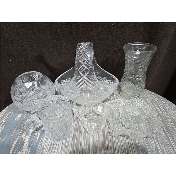 Large Crystal Collection Including Vase, Basket & More