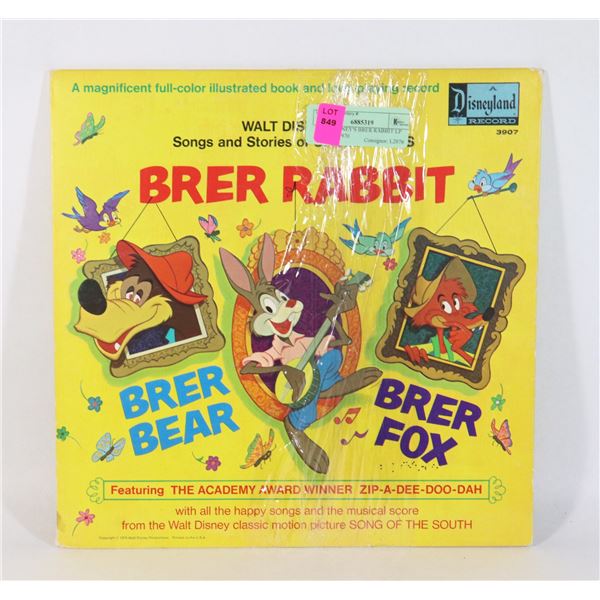 WALT DISNEY'S BRER RABBIT LP RECORD 1970