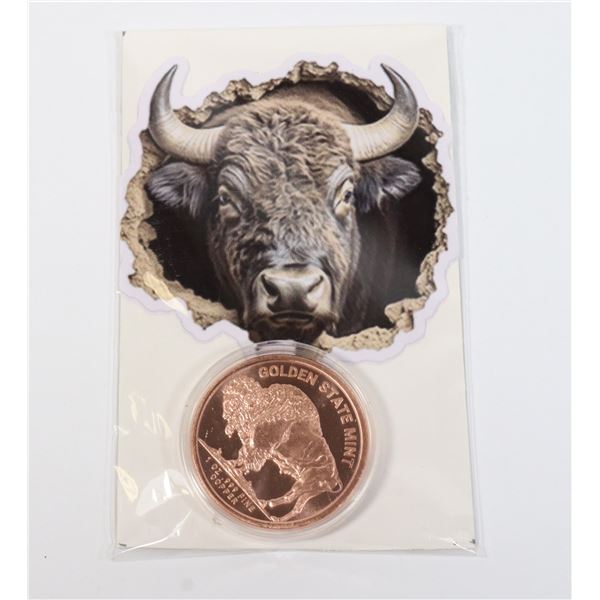 1-OZ .999 FINE COPPER BUFFALO ROUND IN CAPSULE