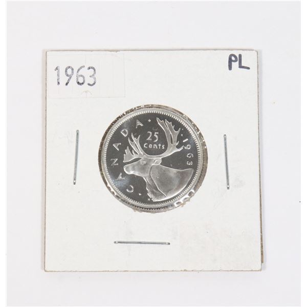 1963 CANADA 25 CENTS PROOF LIKE 80% SILVER