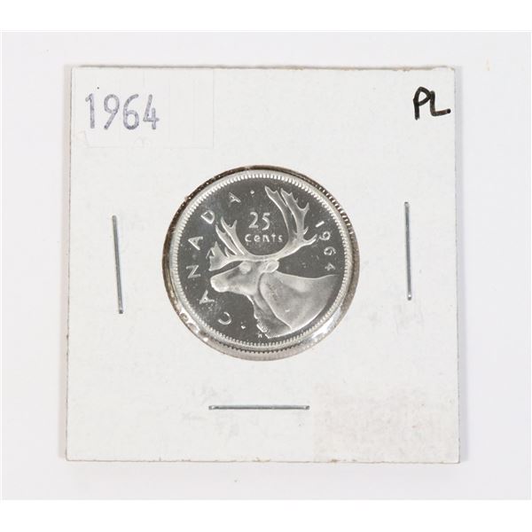 1964 CANADA 25 CENTS PROOF LIKE 80% SILVER
