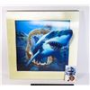 Image 1 : NEW 3D MEGALODON 20" X 20" FRAMED PICTURE