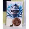 Image 2 : NEW 3D MEGALODON 20" X 20" FRAMED PICTURE