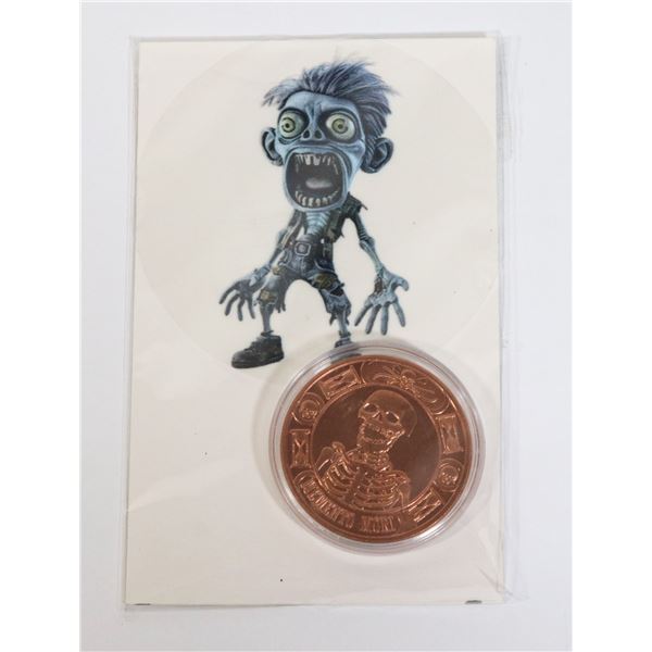 1-OZ 999 MEMENTO MORI COPPER COIN IN CAPSULE AND