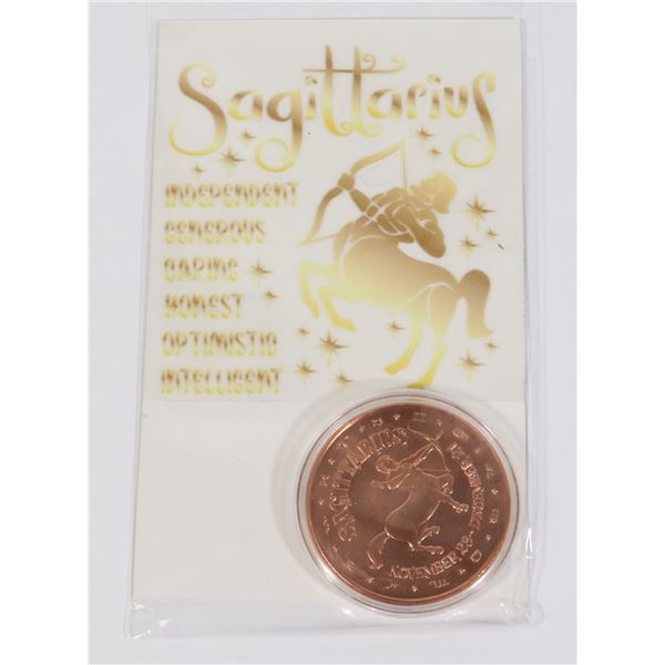 1-OZ PURE 999 SAGITTARIUS COPPER ROUND IN CAPSULE