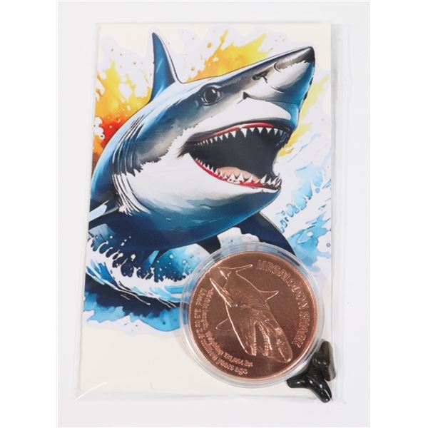 MEGALODON 1-OZ FINE COPPER ROUND IN CAPSULE WITH
