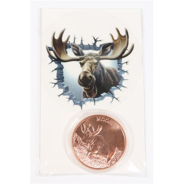 1-OZ 999 FINE COPPER MOOSE ROUND IN CAPSULE WITH
