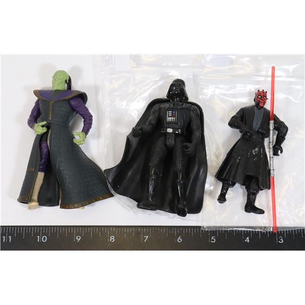 THREE STAR WARS ACTION FIGURES, DARK SIDE