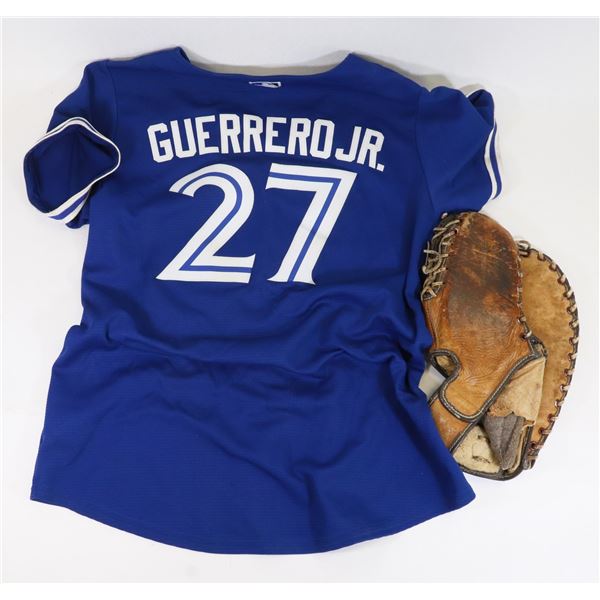 BLUE JAYS JERSEY AND VINTAGE BASEBALL GLOVE