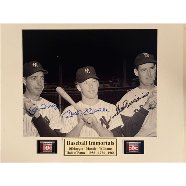 Joe DiMaggio, Mickey Mantle and Ted Williams signed photo