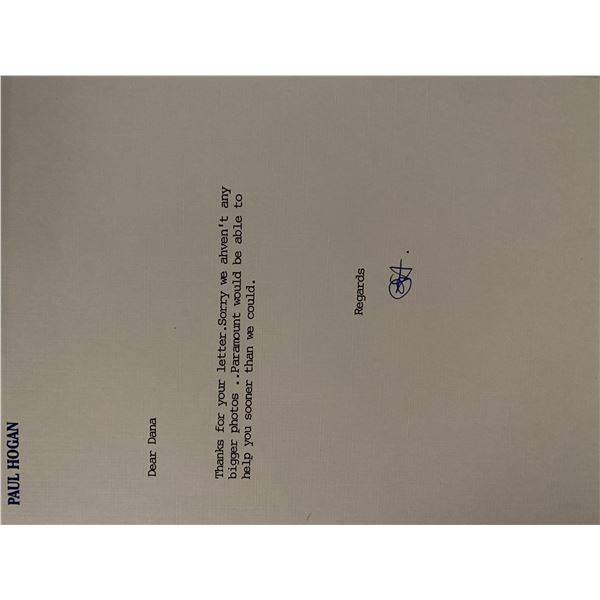 Paul Hogan signed letter